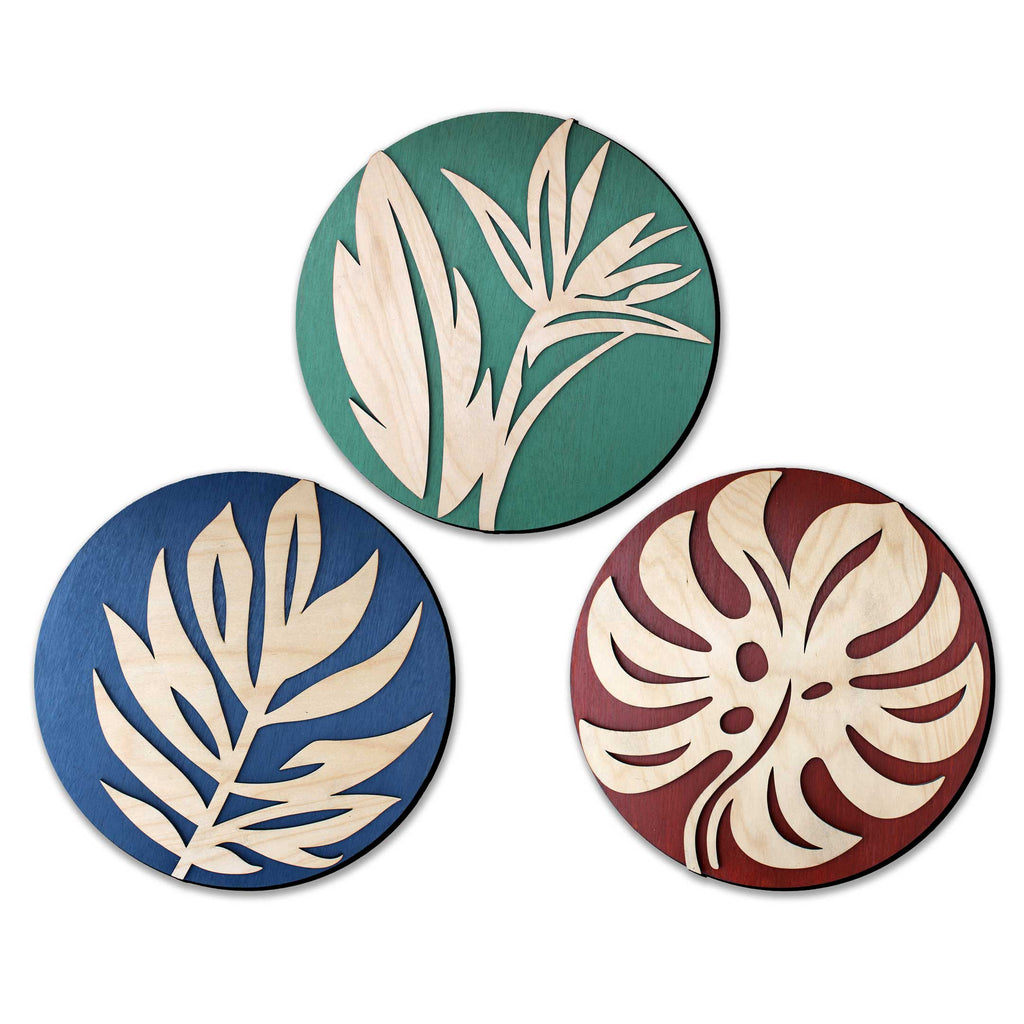Tropical Botanical Wall Art Set of 3 – Organic Elements Collection - G987006