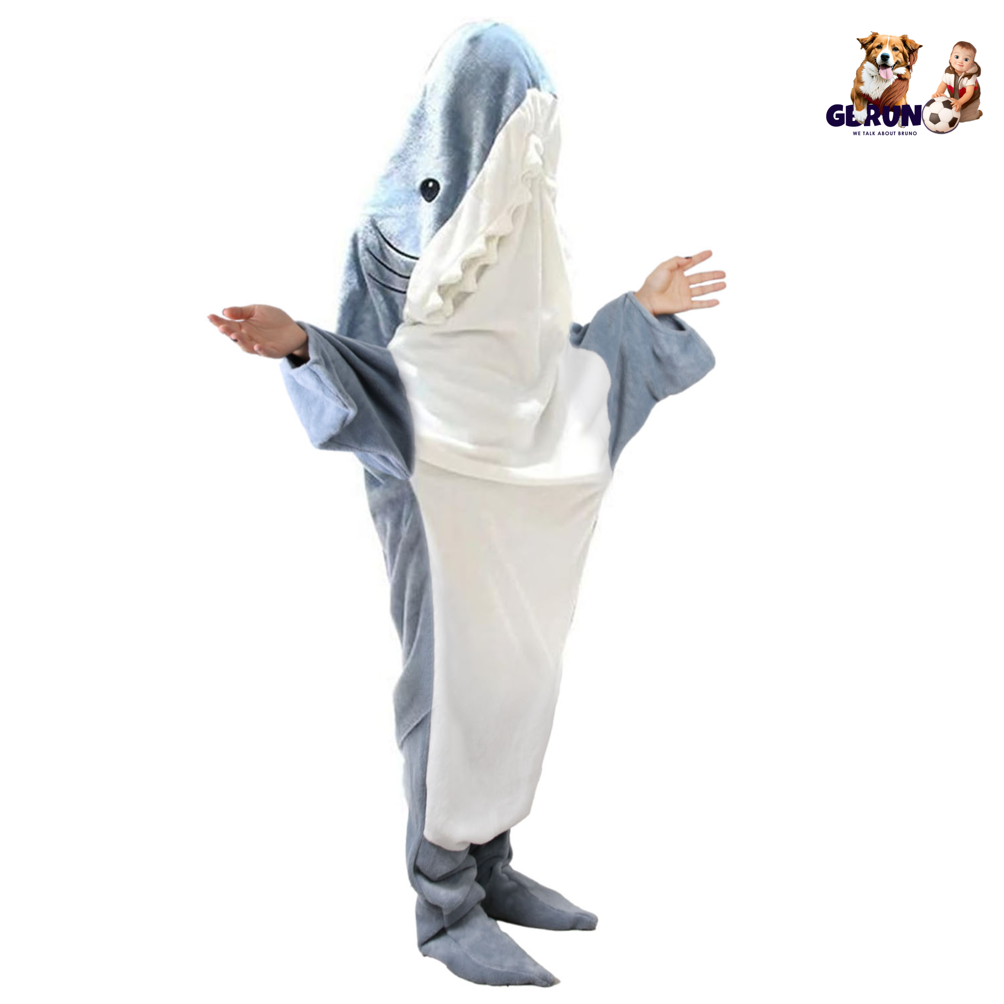 Wearable Shark Sleeping Bag Shark Onesie X-XXL Size Soft Comfortable Flannel Blanket With Zipper Suitable For Adult Children Height 4.2FT to 5.5FT