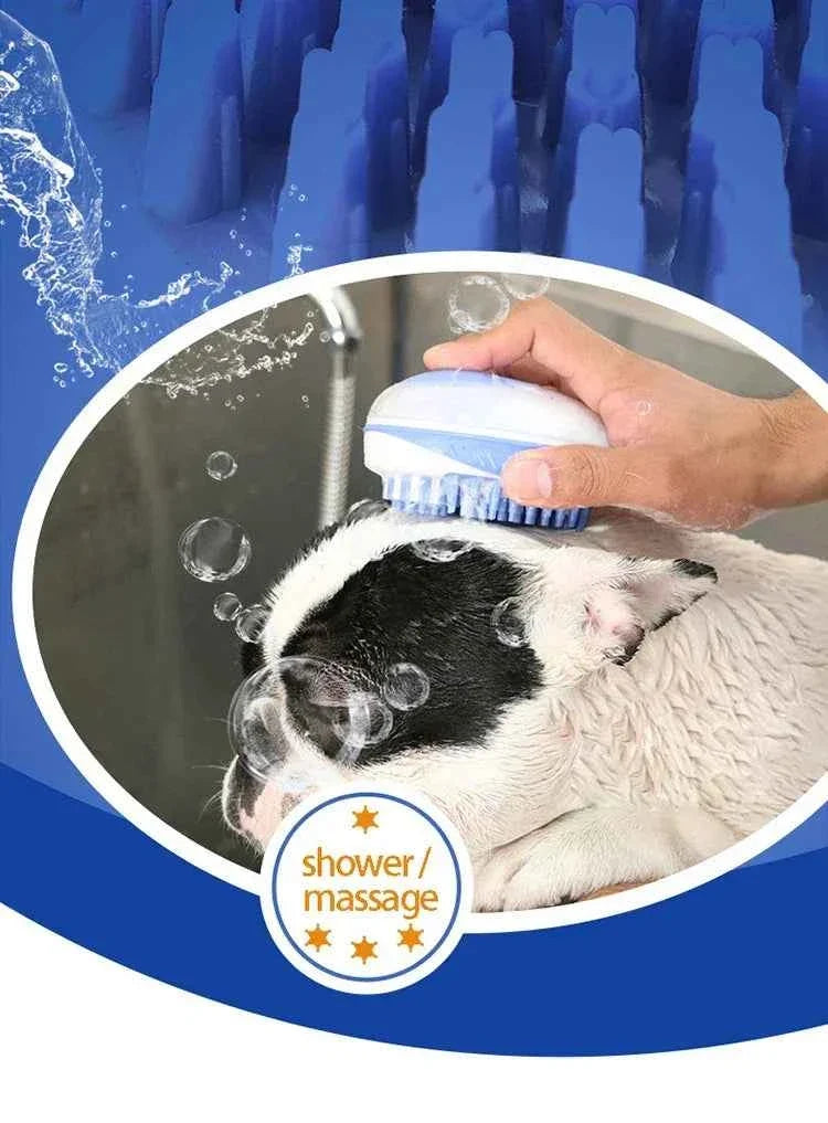 2-in-1 Pet Bath Brush – Soft Silicone Dog Cat Grooming & Massage Comb
