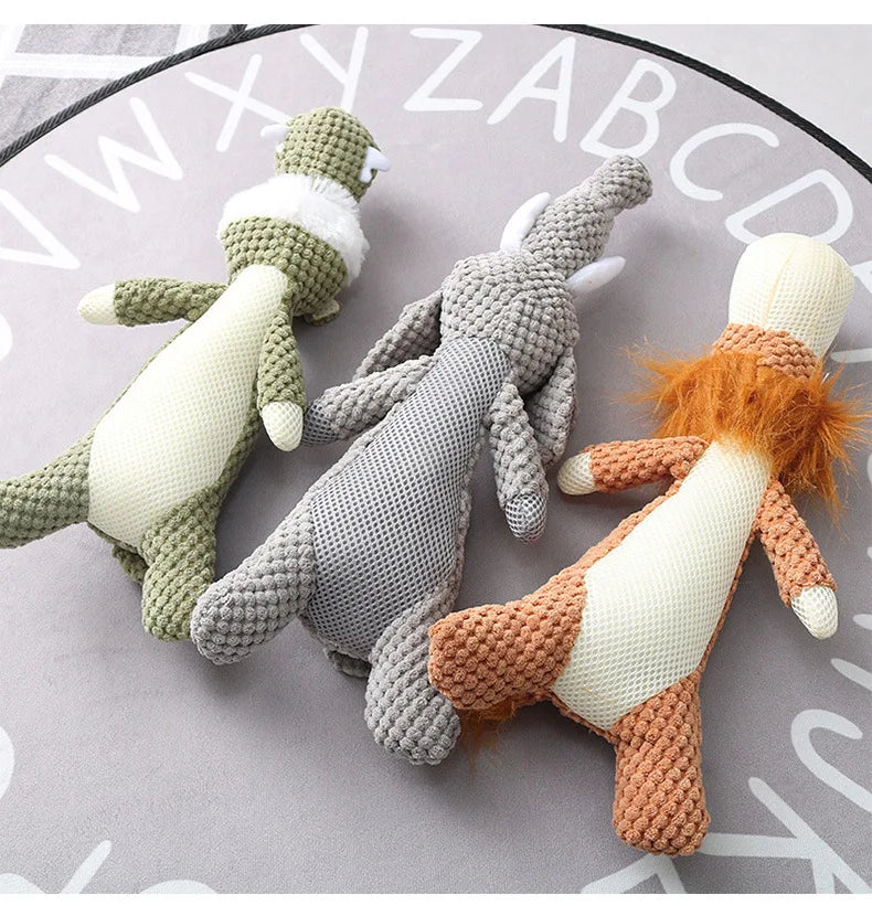 Plush Cartoon Dog Toy – Squeaky Chew Toy for Small Dogs, Teeth Grinding & Fun Playtime