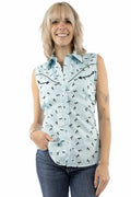 Honey Creek Sleeveless Horses - Women's Western Blouse