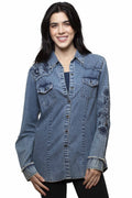 Honey Creek Floral Embroidery - Women's Denim Shirt