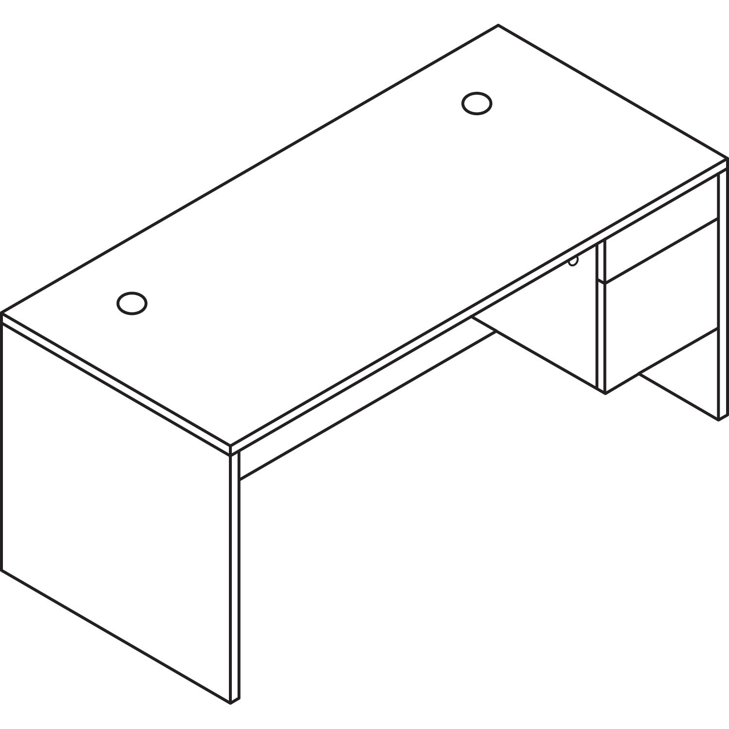 HON 10500 Series "L" Workstation Right Pedestal Desk, 66" x 30" x 29.5", Harvest