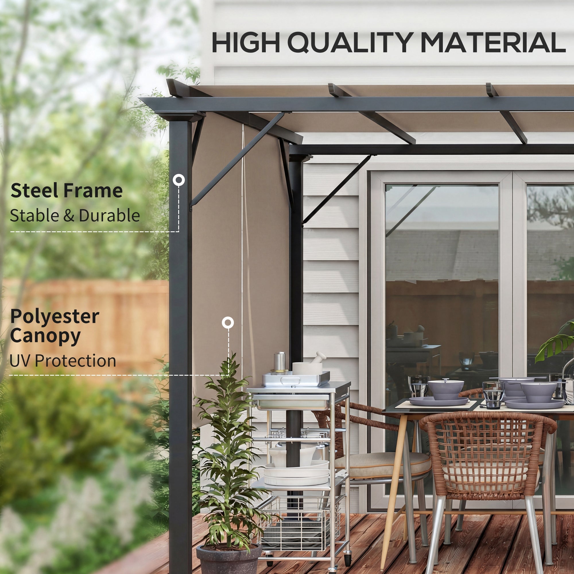 12' x 10' Steel Pergola with Retractable Canopy