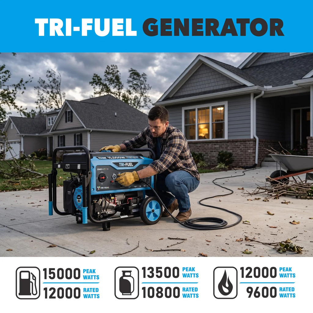 15,000 Watt Tri-Fuel Portable Generator with CO Sentry