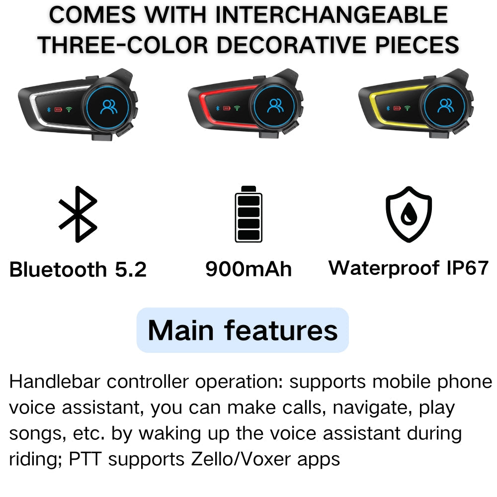 RUYAGE Motorcycle Helmet Bluetooth Headset with Zello PTT