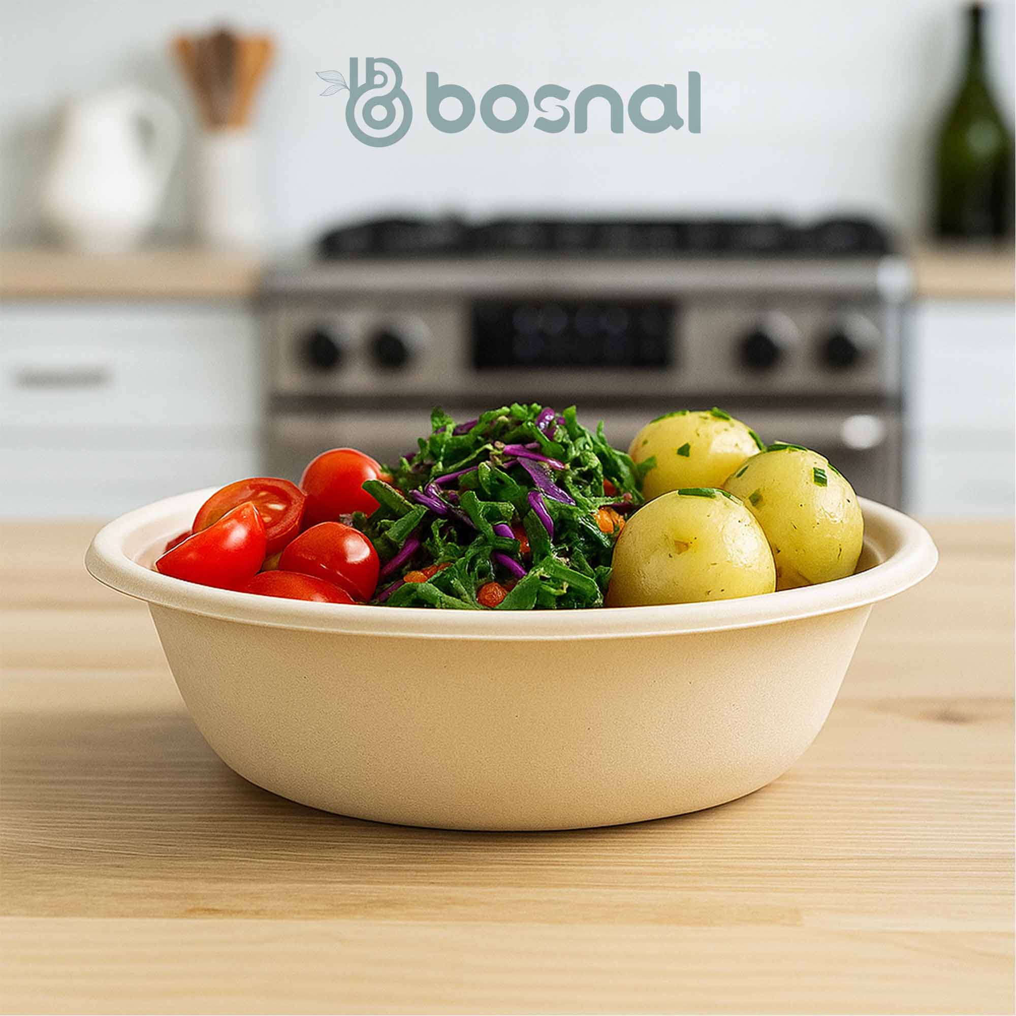 10 Inch Round Compostable Plates, 32 Oz Bowls & Cutlery, Sugarcane Bagasse Eco-Friendly Disposable Tableware