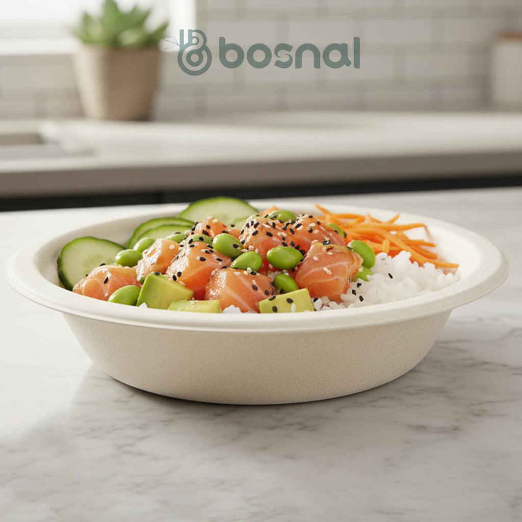 10 Inch & 7 Inch Round Plates with 16 oz Bowls, 100% Plant-Based Sugarcane Bagasse, Compostable, Microwave Safe Dinnerware