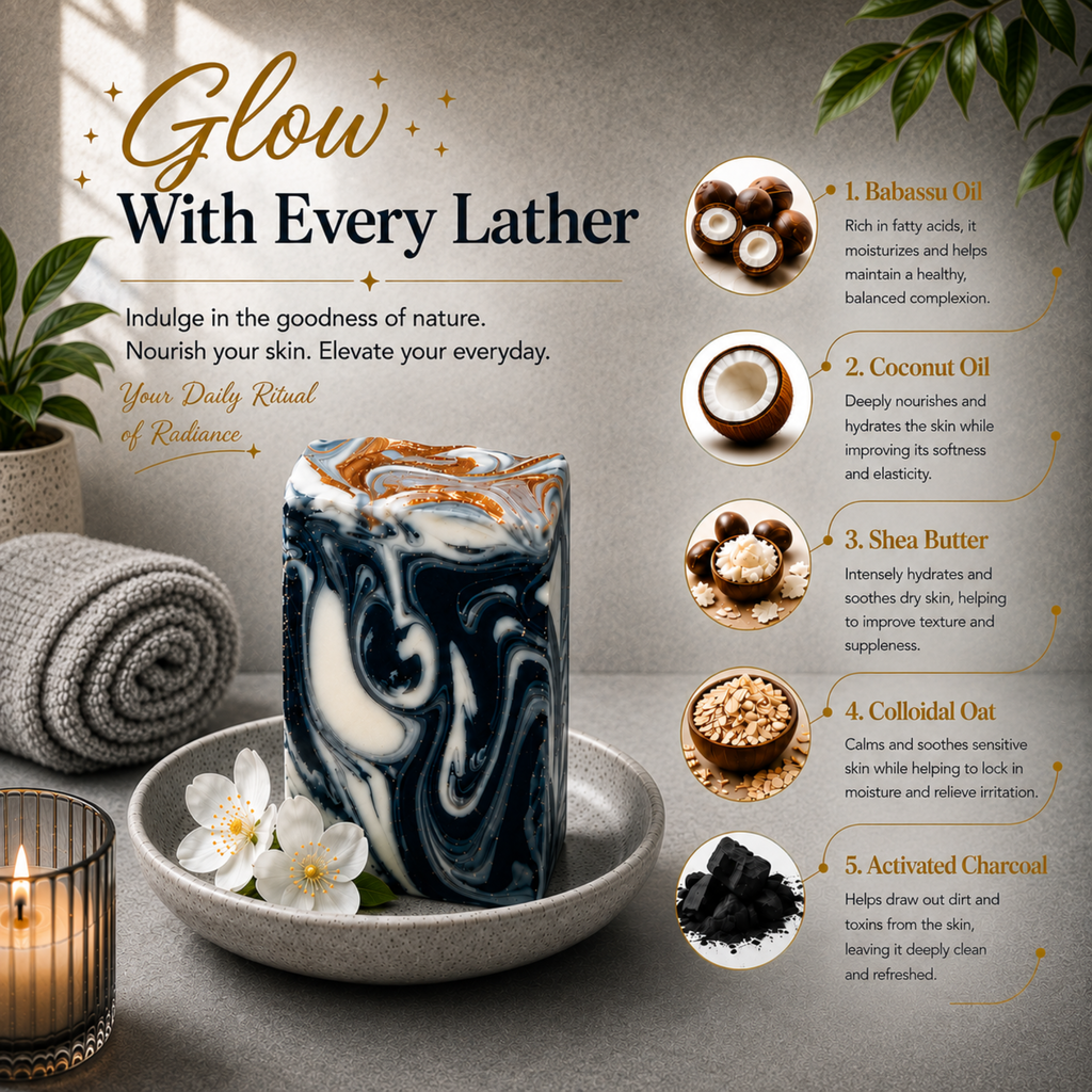 Black Linen + Amber Soap Bar | Unisex Handmade Moisturizing Bath Soap