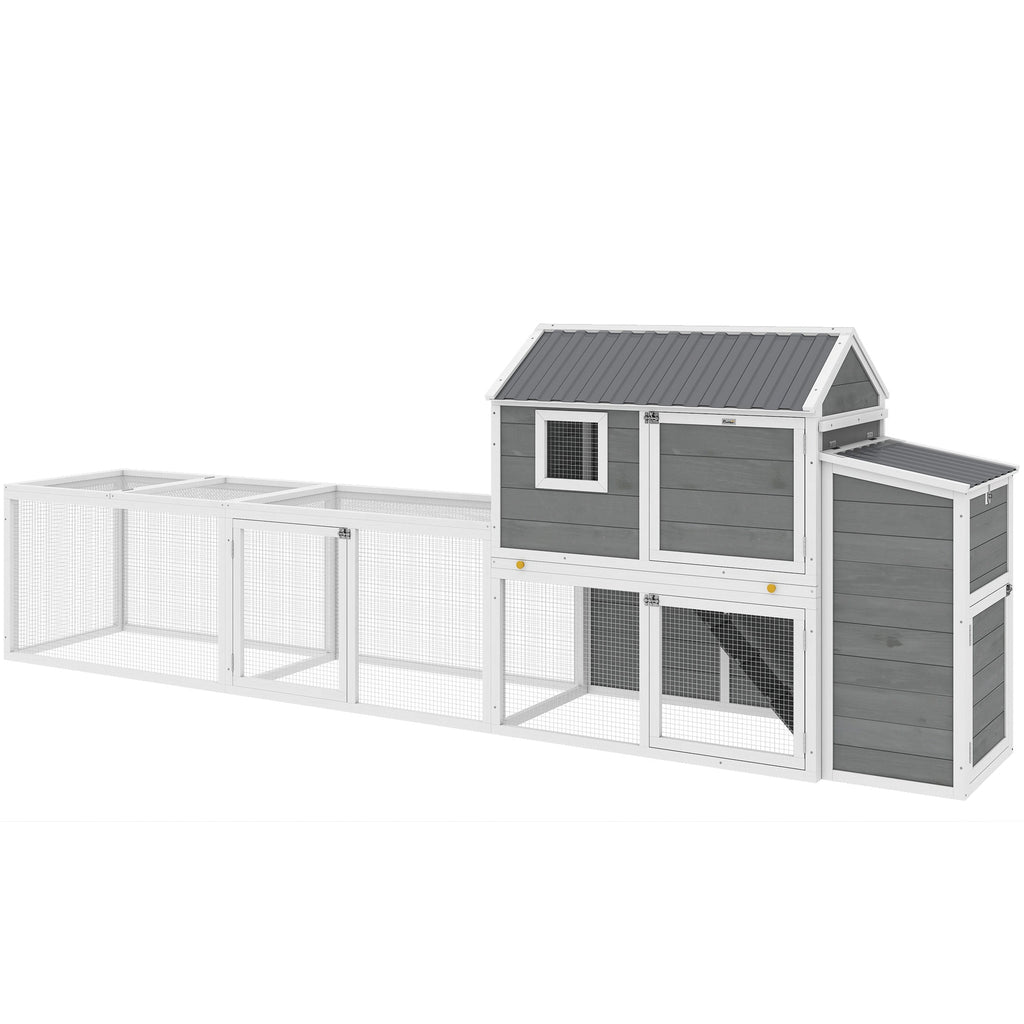134" Large Wooden Chicken Coop with Run & Nesting Box
