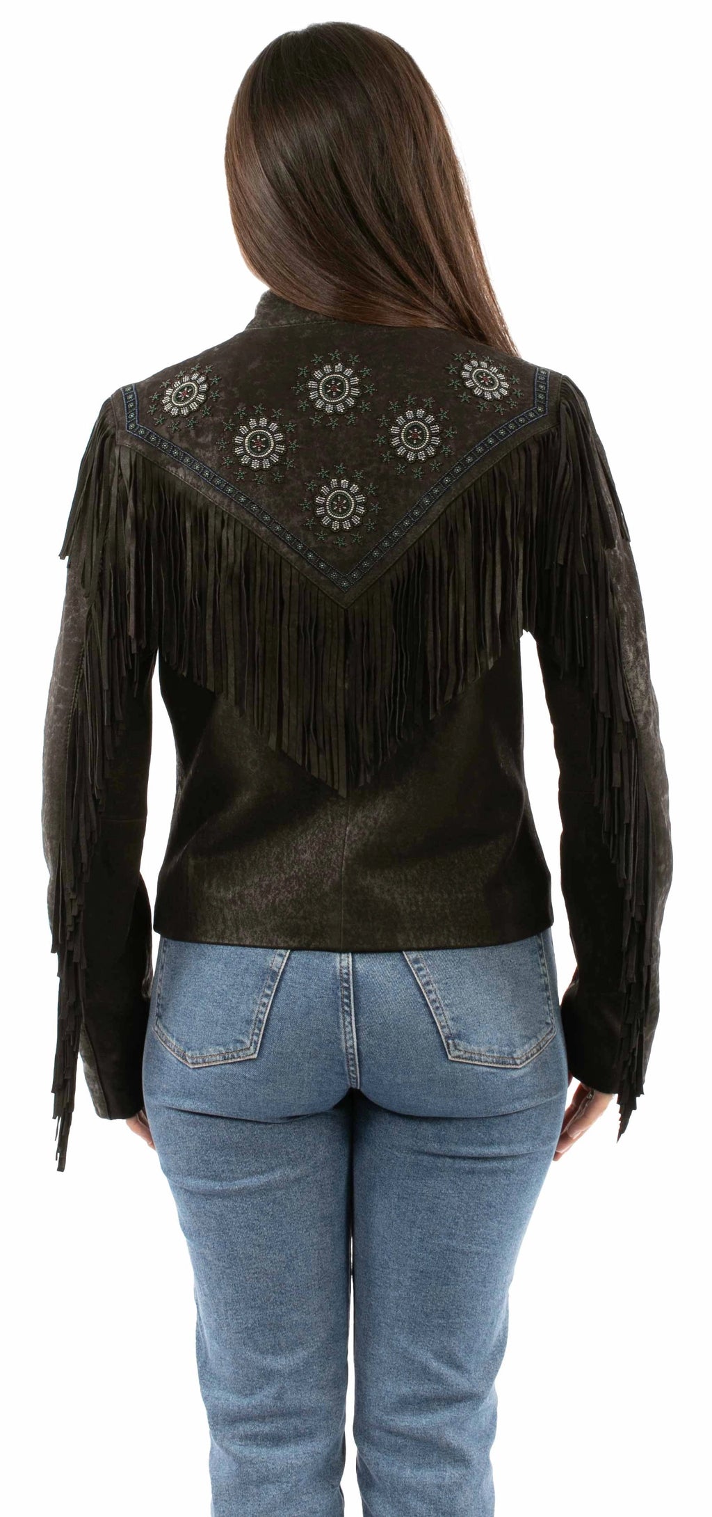 Scully Embroidered Fringe - Women's Leather Jacket