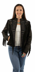 Scully Embroidered Fringe - Women's Leather Jacket