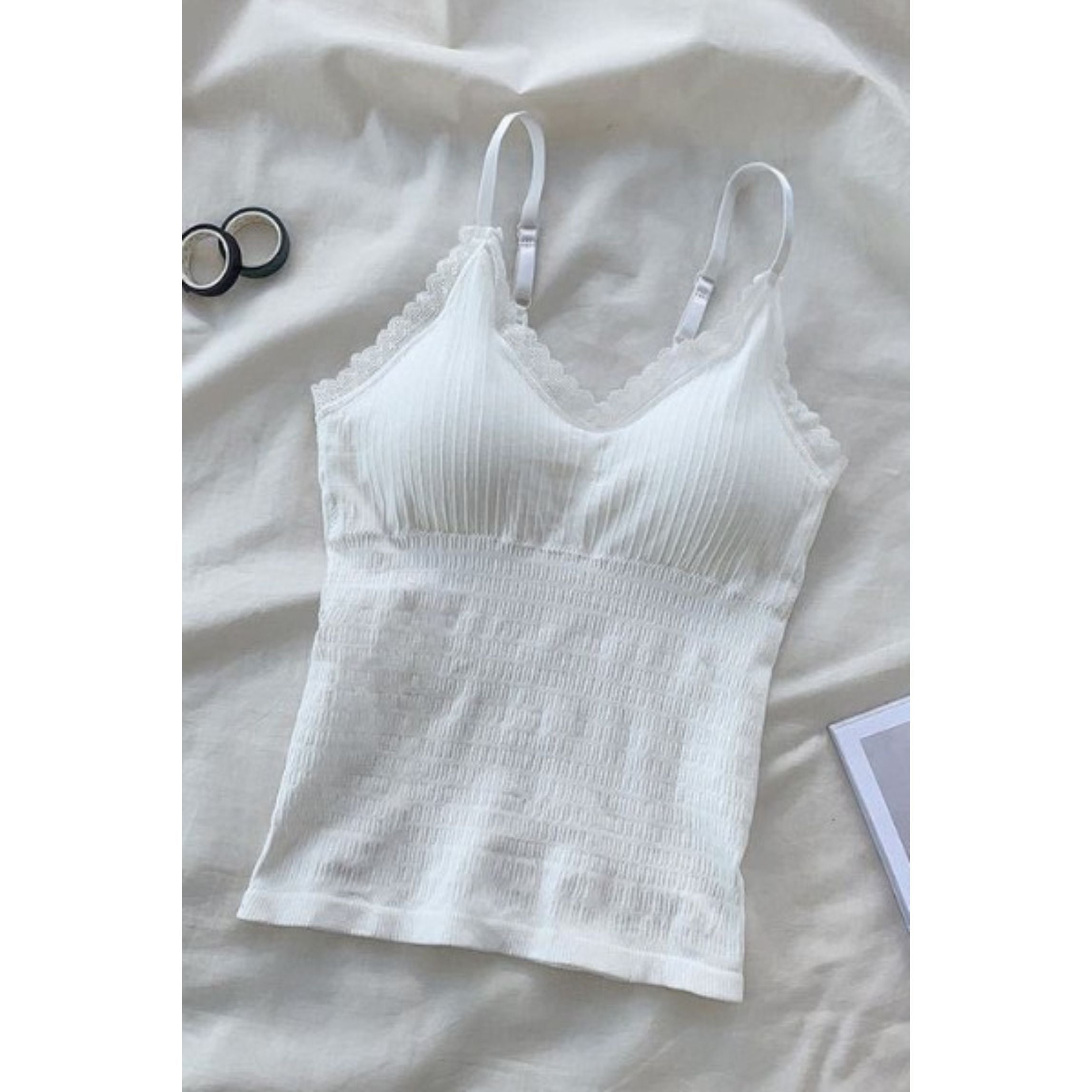 Lace Strap Snatched Cami Top in Black or White | One Size XS/S Camisole