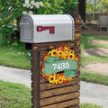 Sunflower Wreath Wooden House Number Sign by G. DeBrekht - Thanksgiving Halloween Décor - Handcrafted Wooden Handcrafted Wooden Handcrafted Wooden Address Sign - MA81853052