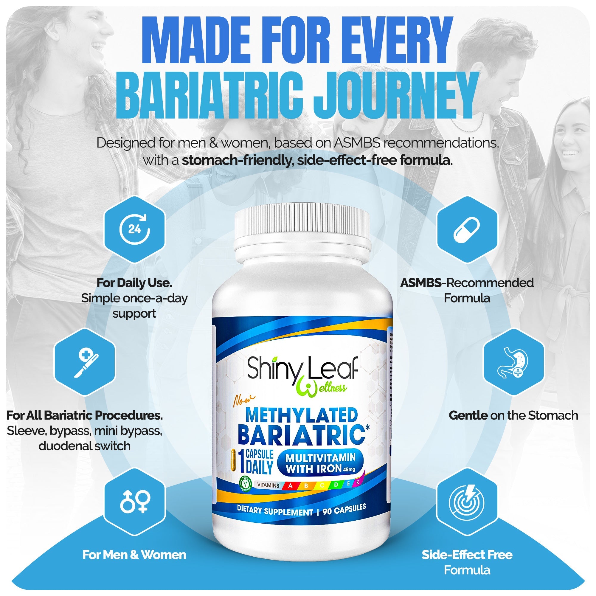 Bariatric Multivitamin with Iron With DHT Original Shampoo and Conditioner Hair Care Bundle