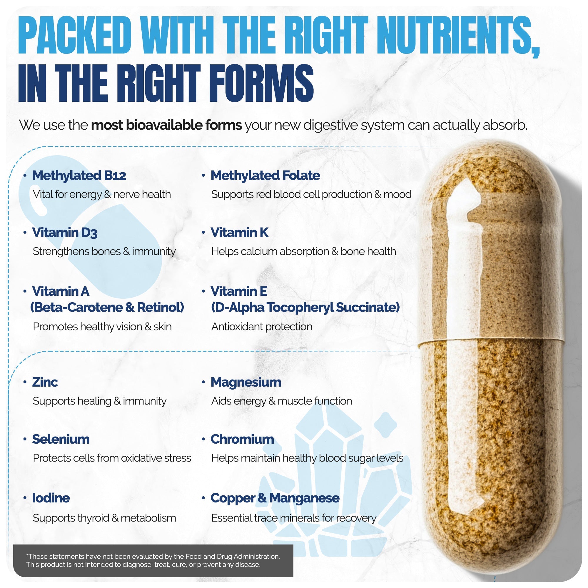 Bariatric Multivitamin Iron Free With DHT Original Shampoo and Conditioner Hair Care Bundle
