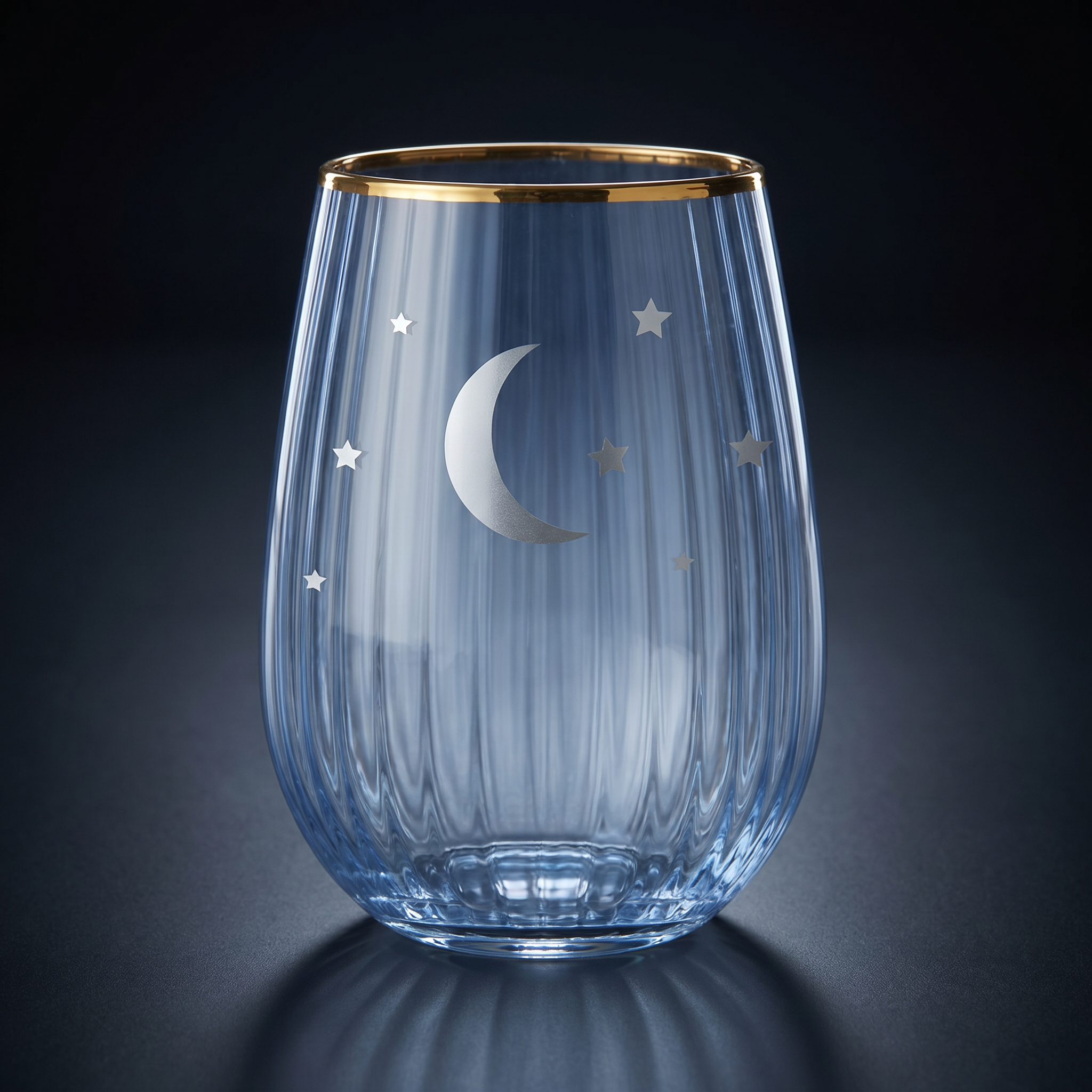 Moon and Stars Beveled Stemless Wine Glass | 19 Oz.