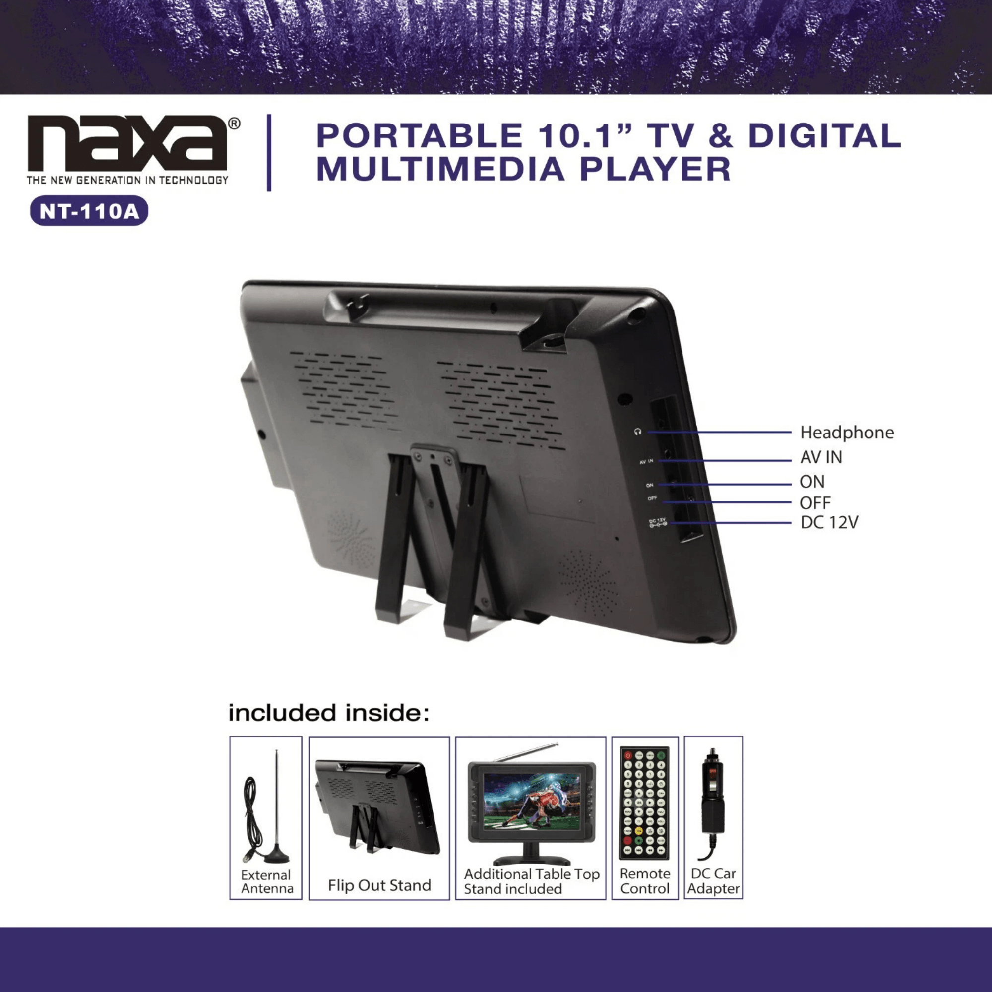 Naxa 10" Portable 12 Volt Television & Digital Multimedia Player