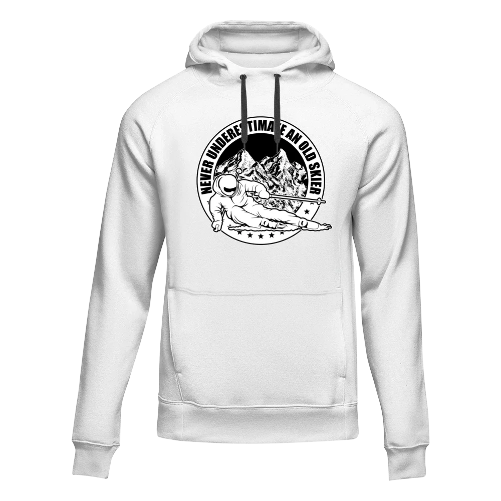 Never Underestimate An Old Skier Adult Fleece Hoodie