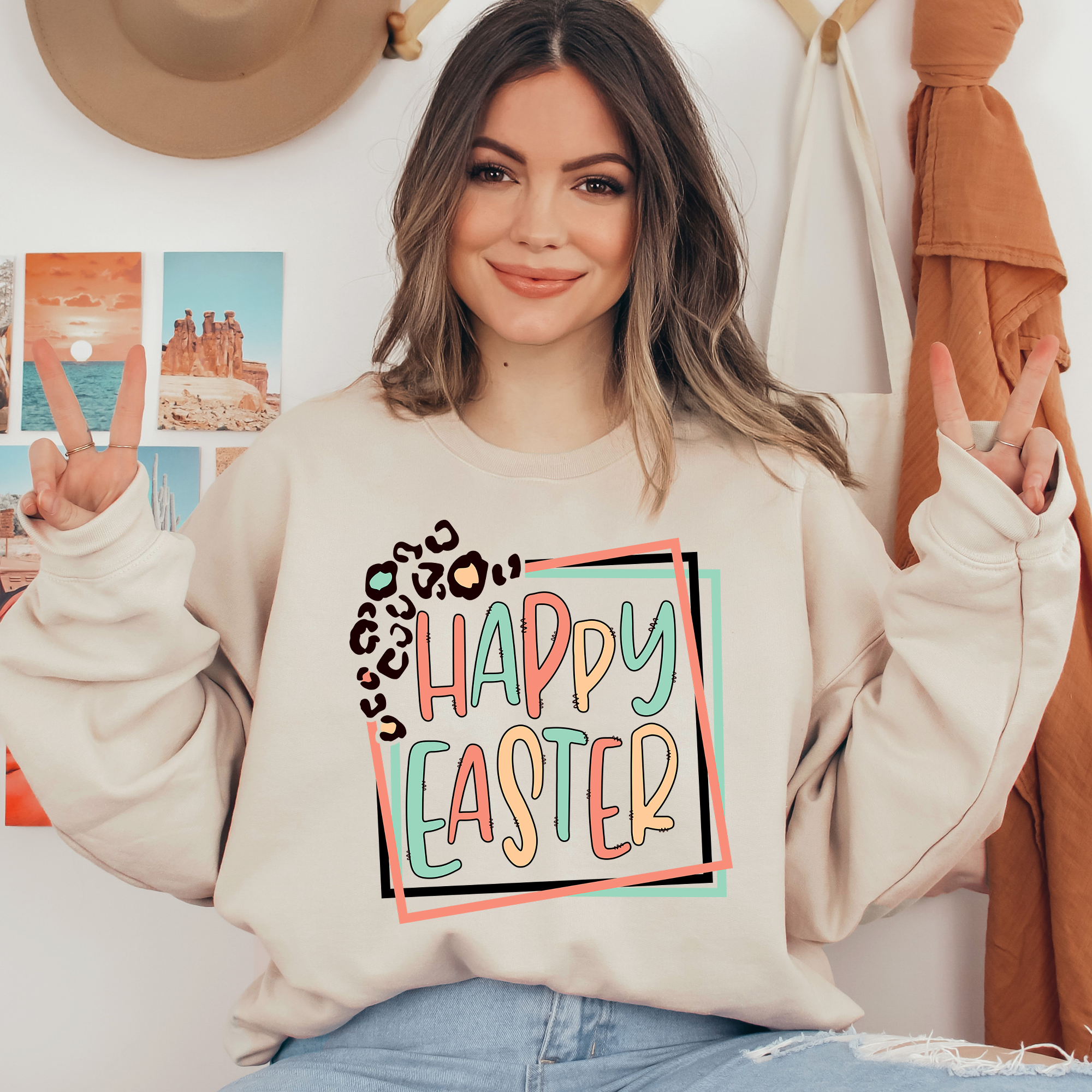 Happy Easter Leopard Ready To Press DTF Transfers, DTF Hot Peel
