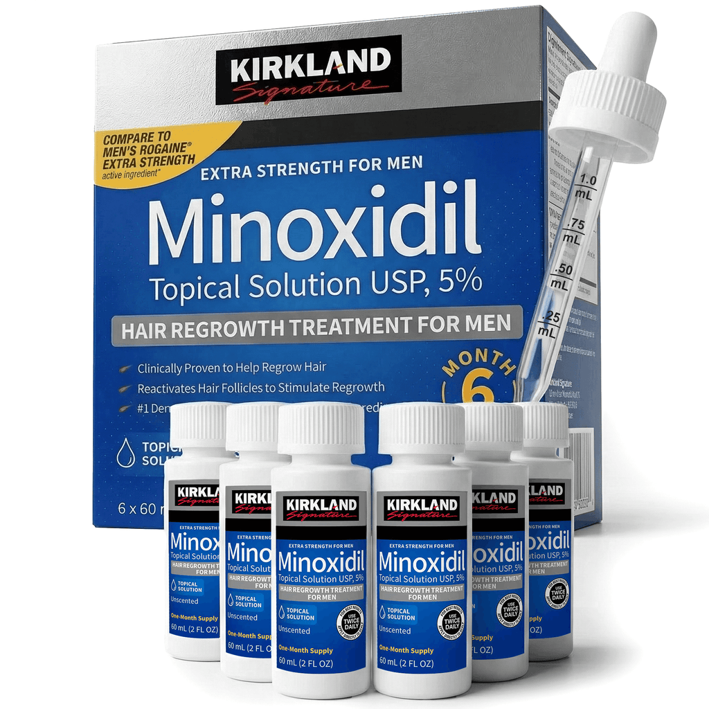 Kirkland Minoxidil Liquid Extra Strength Hair Regrowth Treatment, 5% Topical Solution, 6 Months Supply