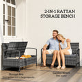 33 Gallon Wicker Deck Box Bench with Cushion