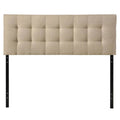 Full size Modern Beige Tan Taupe Fabric Tufted Upholstered Headboard