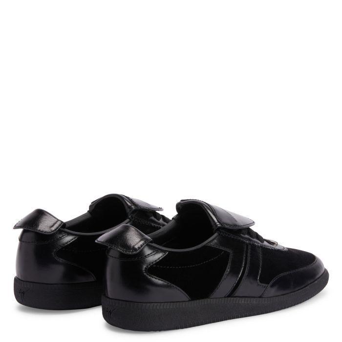 Giuseppe Zanotti League Men's Low-Top Sneakers in Leather & Velvet with Rubber Sole
