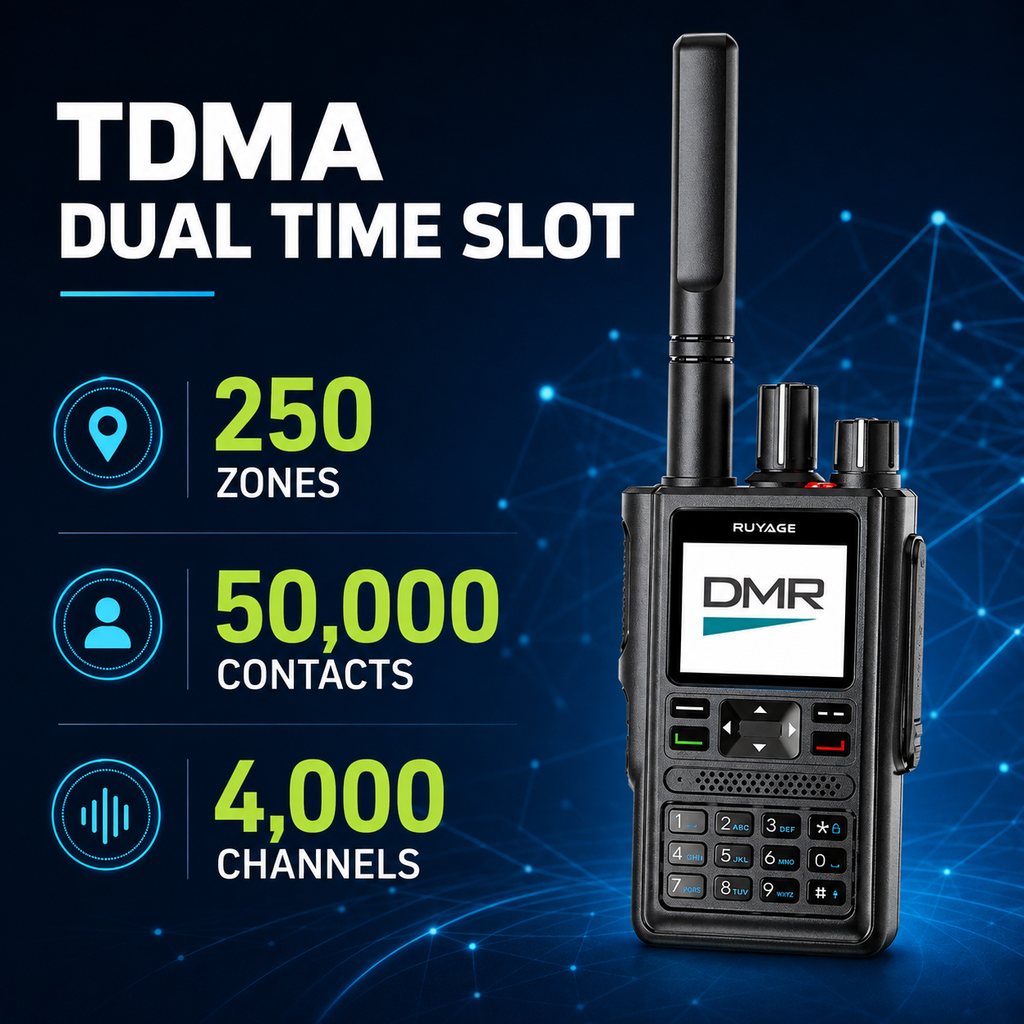 RUYAGE DP10 VHF/UHF Dual-Band DMR Two-Way Radio with GPS