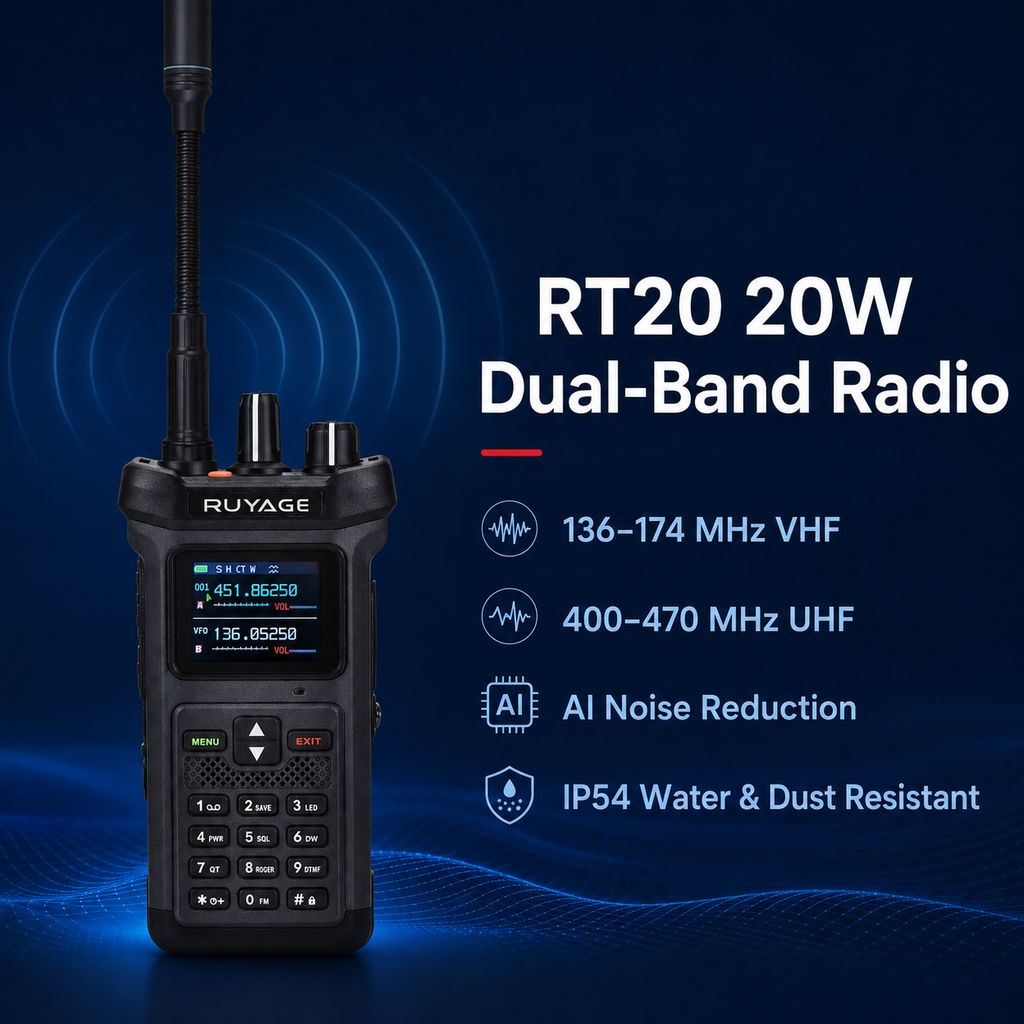 RUYAGE RT20 20W Dual Band VHF/UHF Walkie Talkie