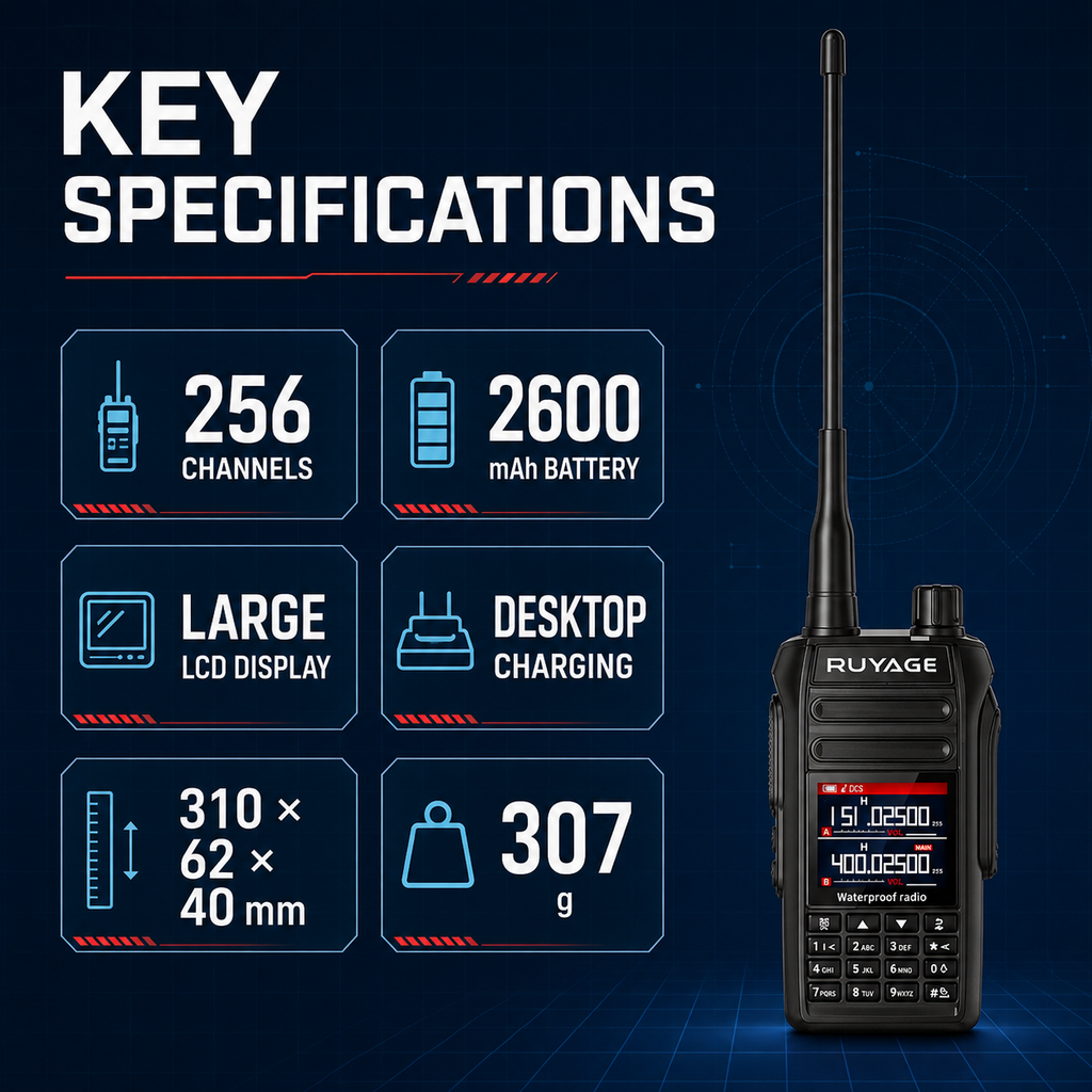 RUYAGE UV5D 10W IP67 Waterproof 6-Band Walkie Talkie