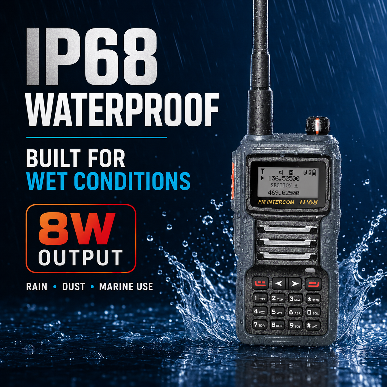 RUYAGE UV8D IP68 Waterproof 6 Band Walkie Talkie