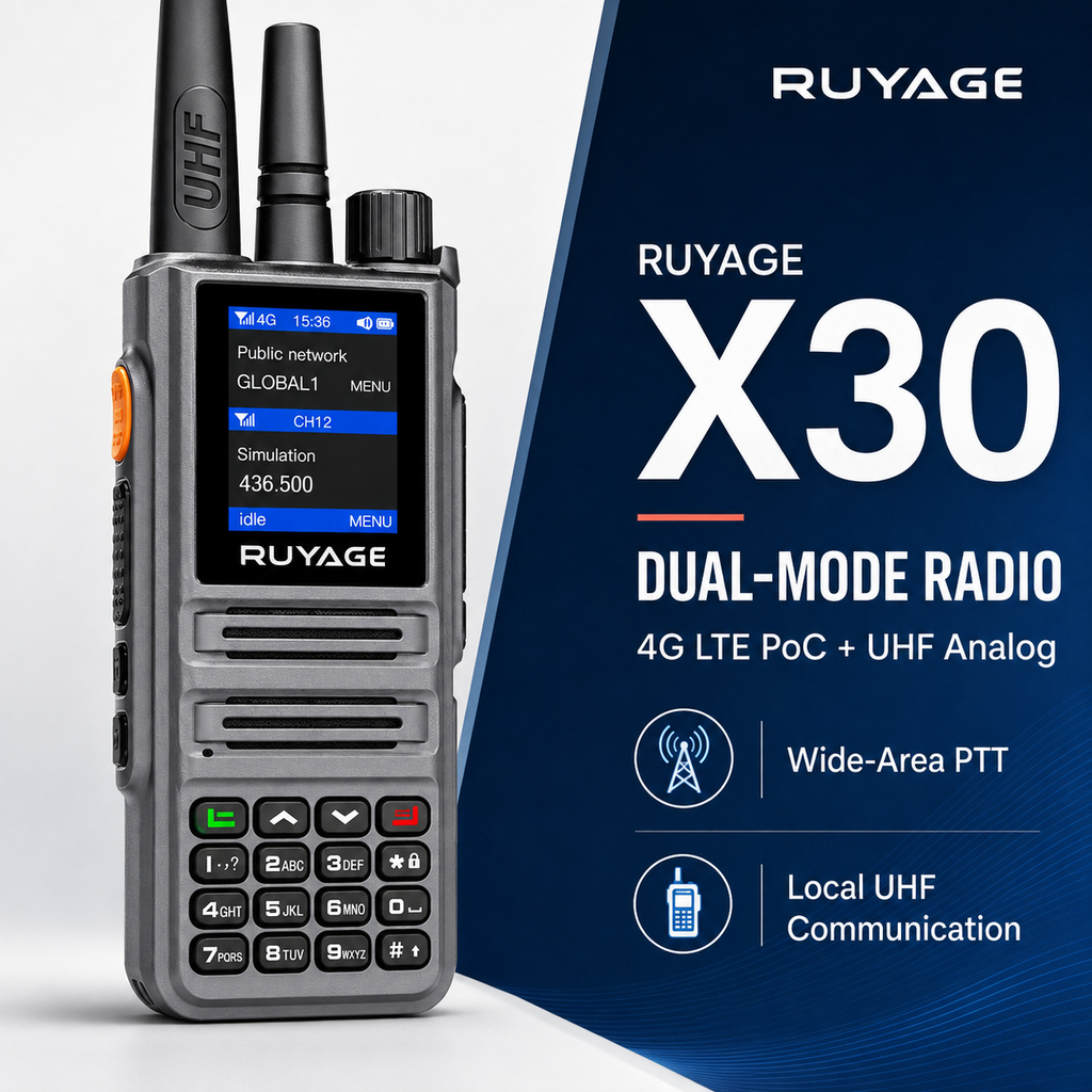 RUYAGE X30 Dual-Mode 4G LTE PoC & 5W UHF Two-Way Radio – IP54