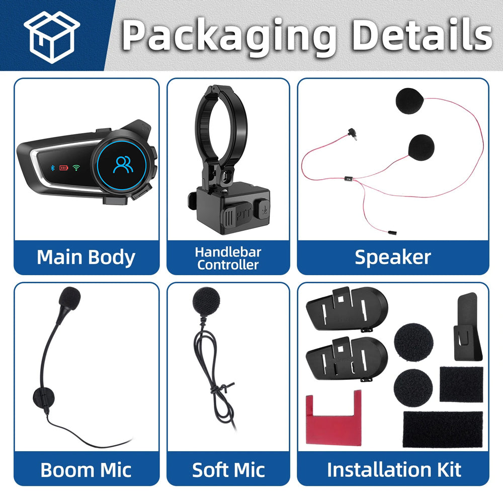 RUYAGE Motorcycle Helmet Bluetooth Headset with Zello PTT