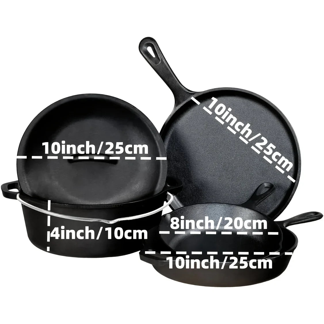 AEDG Cast Iron Skillet Set Preseasoned Nonstick Cookware