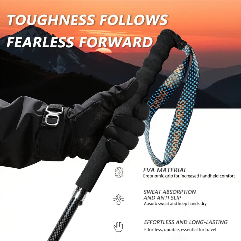 OKHEALINGCN Carbon Fiber Hiking Poles Telescopic 2 Pack Lightweight