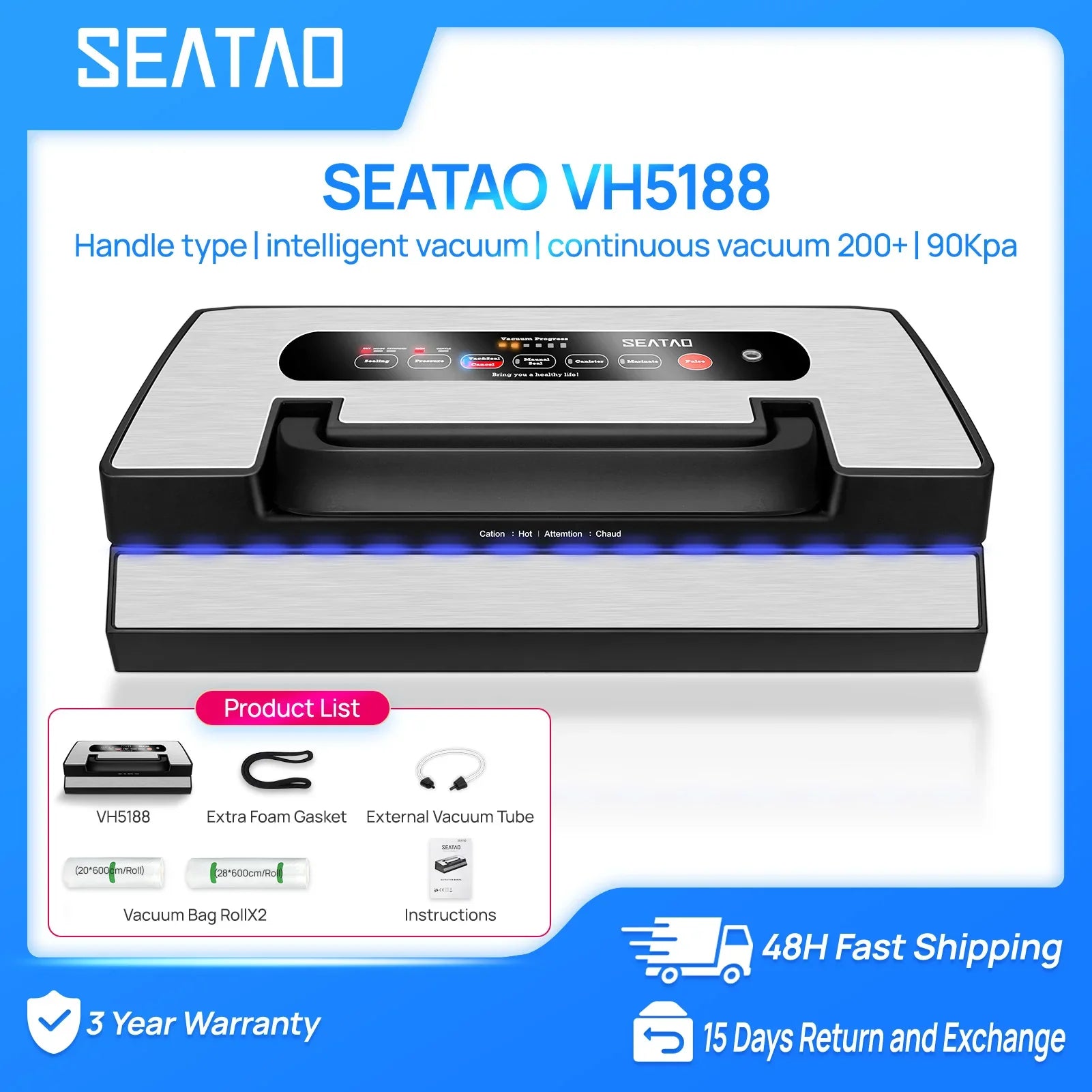 Seatao VH5188 Vacuum Sealer With Built-In Cutter And Storage