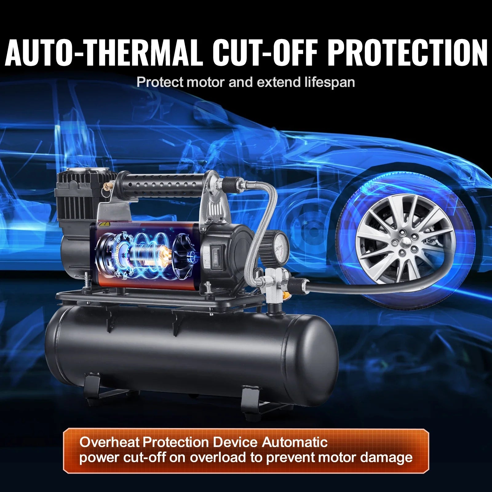 SucceBuy 12V Heavy Duty Air Compressor With Digital Pressure Gauge
