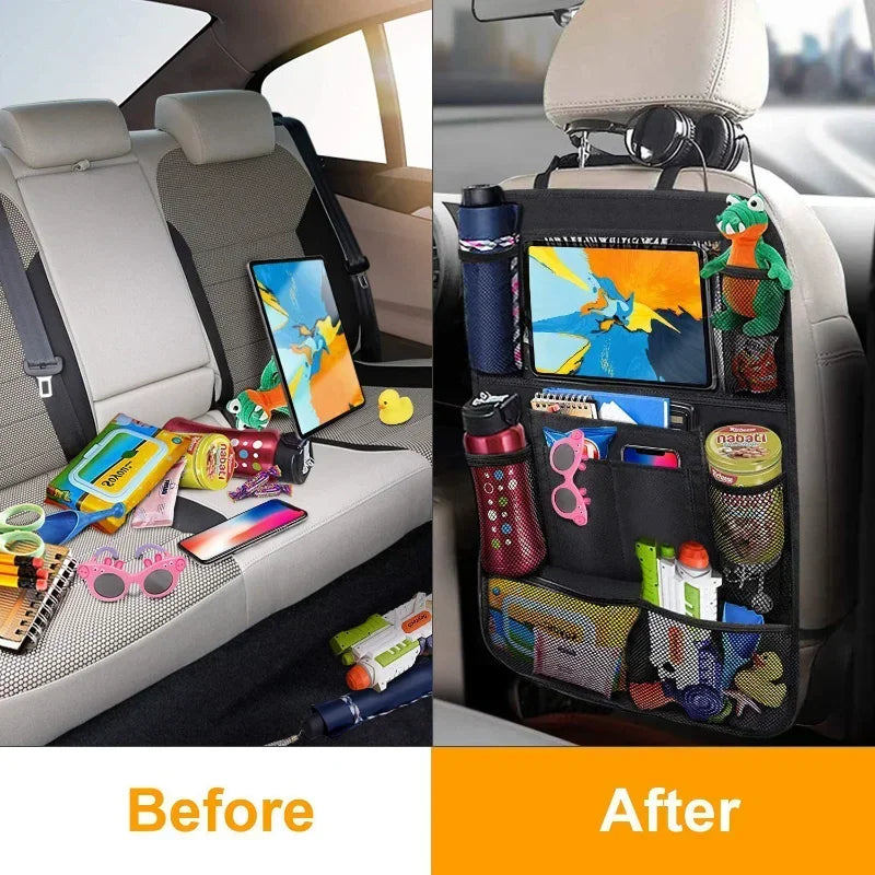 Car Seat Organizer – Multifunctional Oxford Fabric Backseat Storage Bag with Tablet Holder & Multi-Pockets for Kids