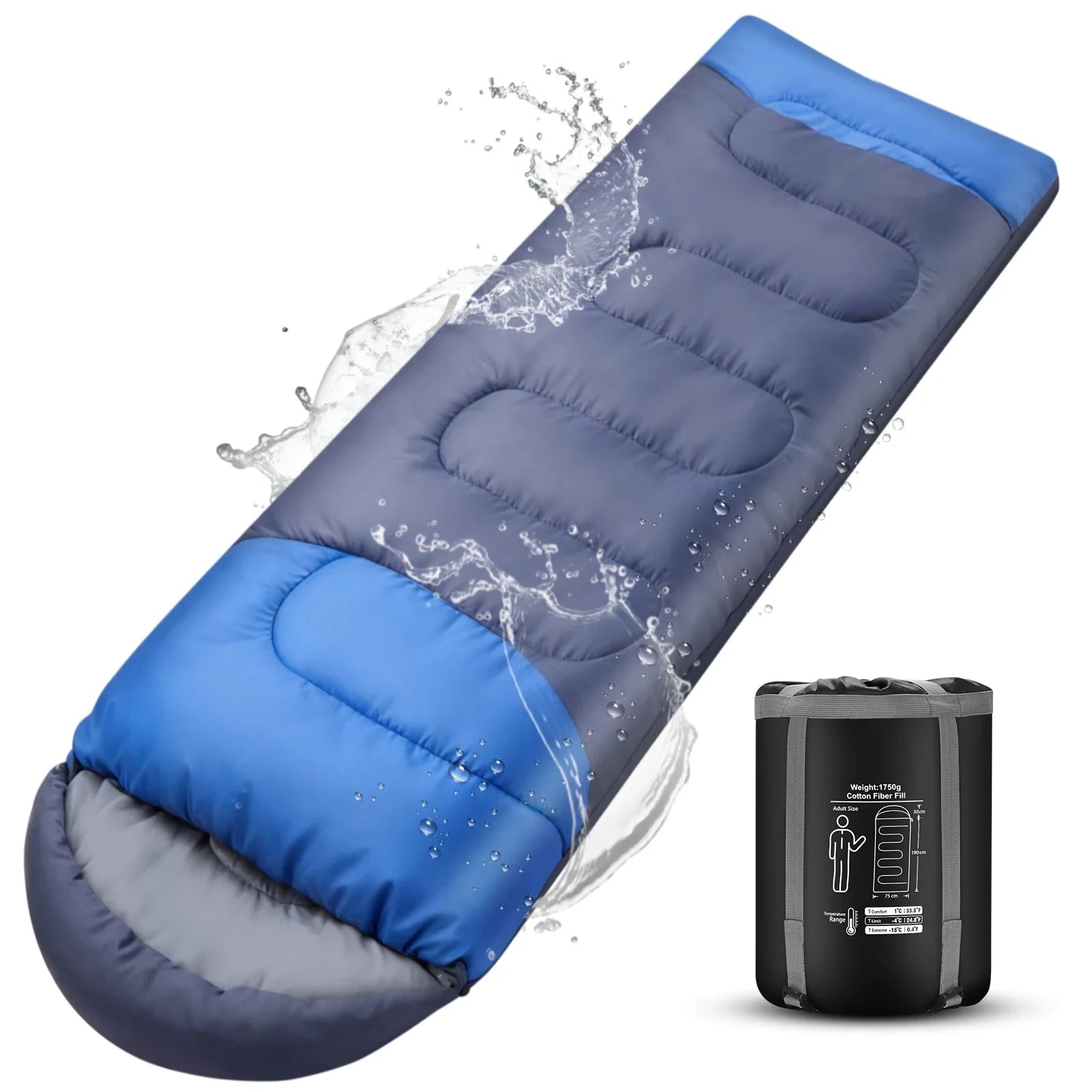 All Season Cotton Sleeping Bag With Compression Sack For Outdoor Camping