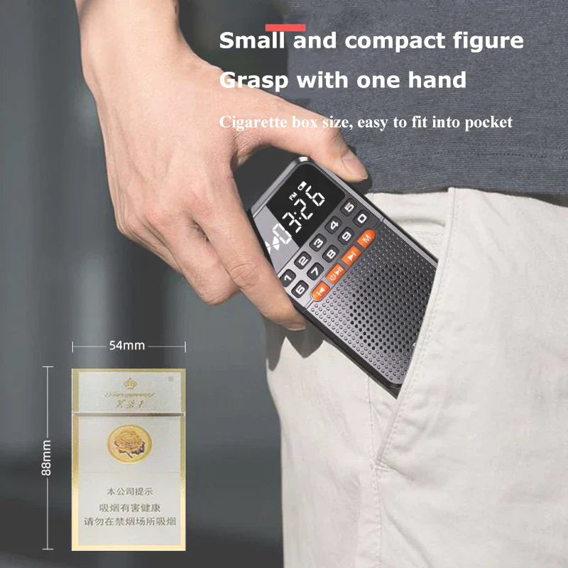 FM Mini Radio with Dual Antenna Black