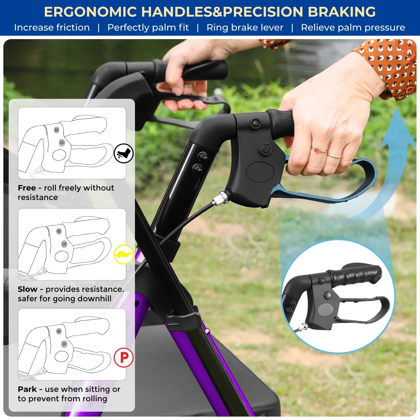 Rolling Walker Wheelchair Combo With Adjustable Seat And Handle
