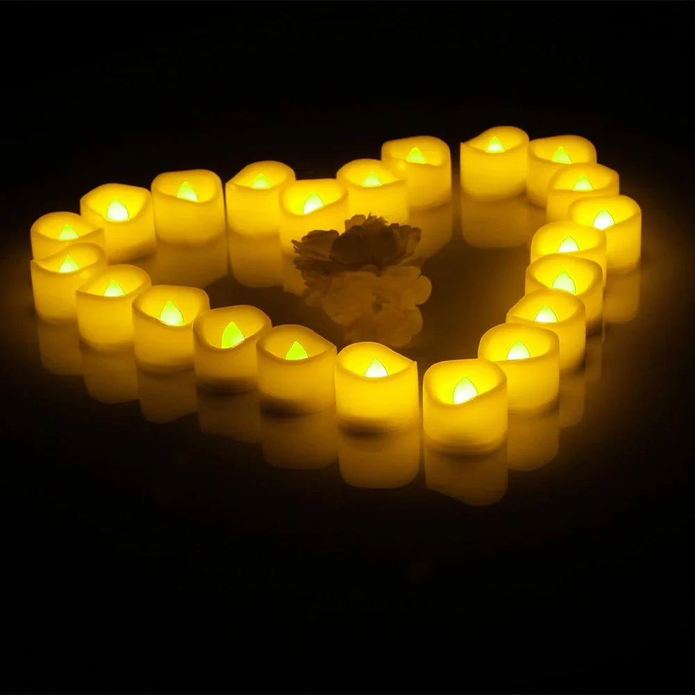 Flickering LED Ivory Electronic Candle, Flameless Tealight Candle, Battery Operated LED Tealight Candle, Ideal for Weddings, Tab