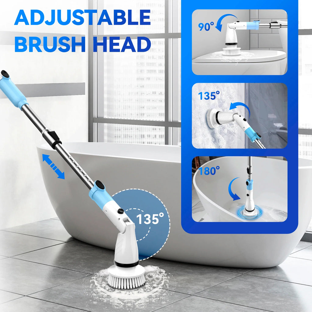 INSE Cordless Spin Scrubber 450RPM With 5 Replaceable Brushes