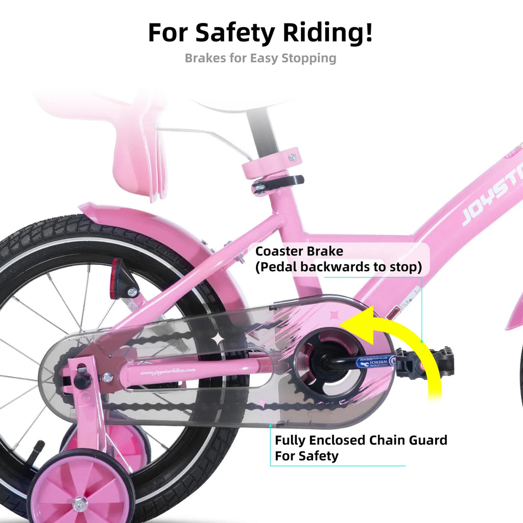 Joystar Kids Bike For Girls With Training Wheels Doll Seat