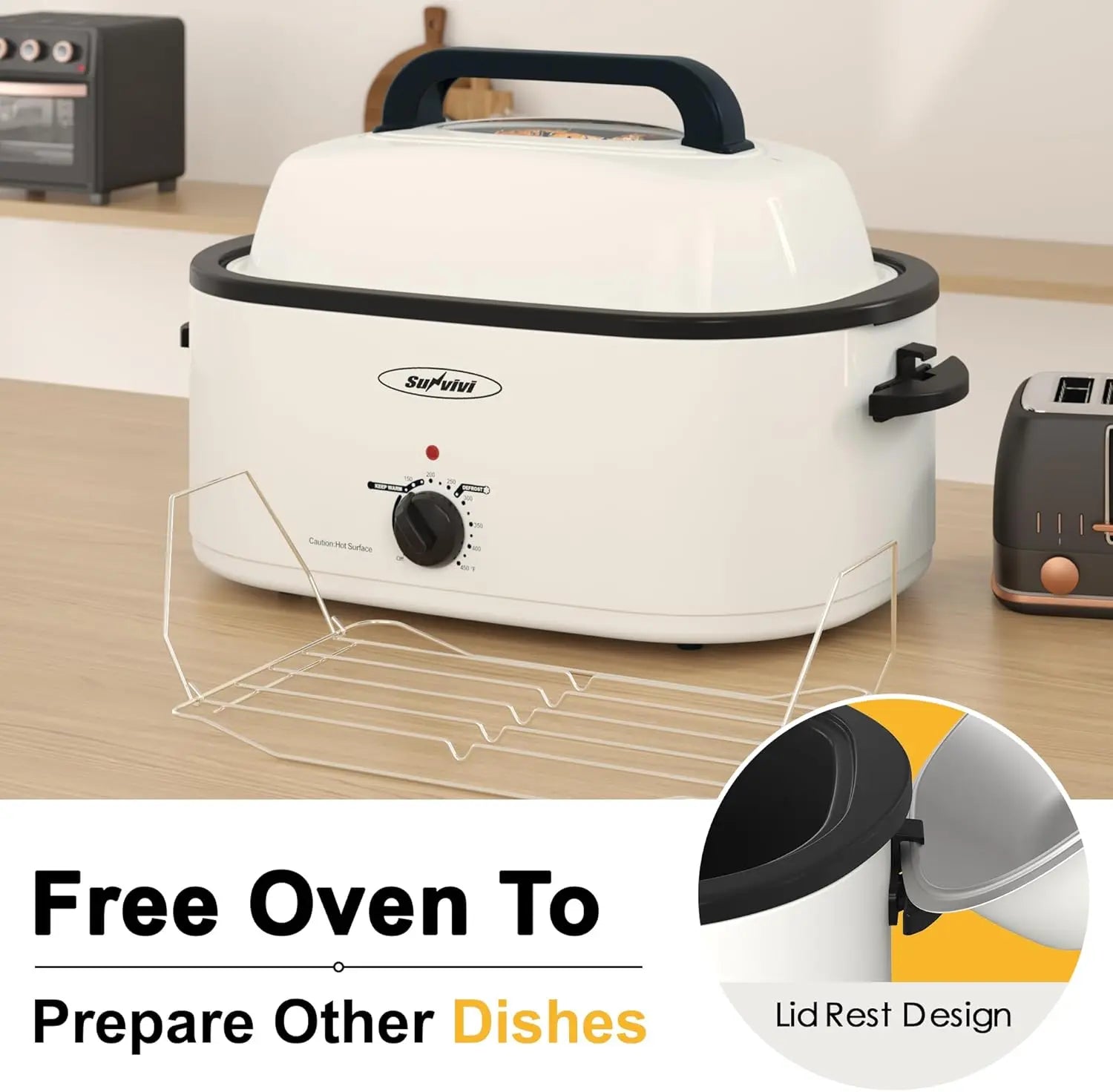 XMSJ Electric Roaster Oven With Viewing Lid Cool Touch Exterior