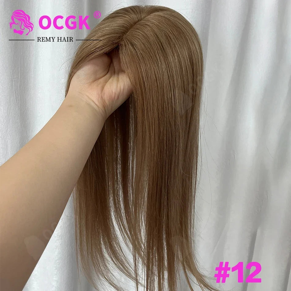 17 Straight Human Hair Topper, 10x12cm Base