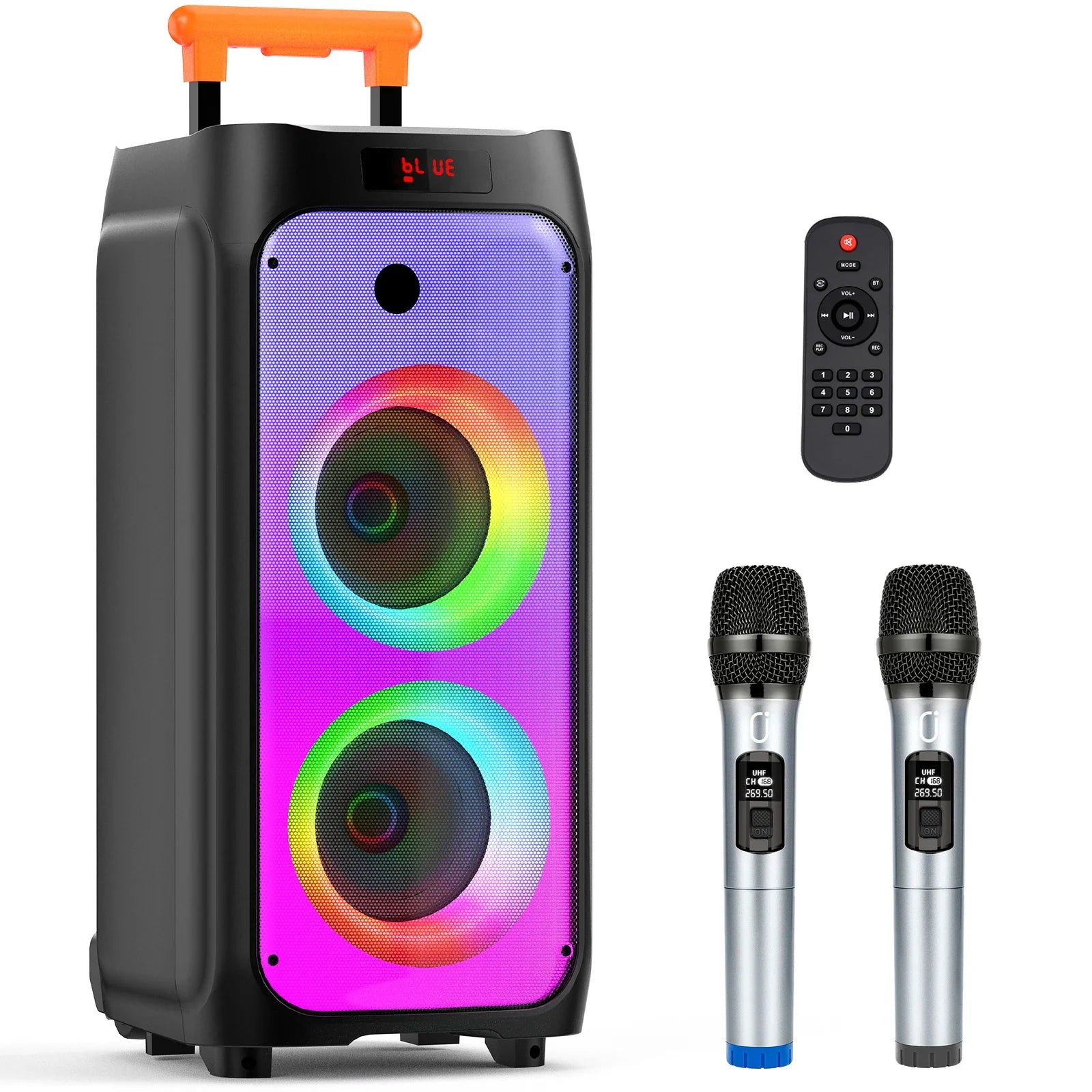 NNEOBA Wireless Speaker with Dual Woofers and Two Microphones