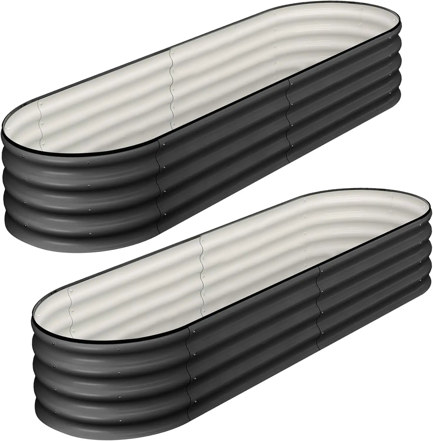 HiMISSH Oval Galvanized Raised Garden Beds For Outdoor Use