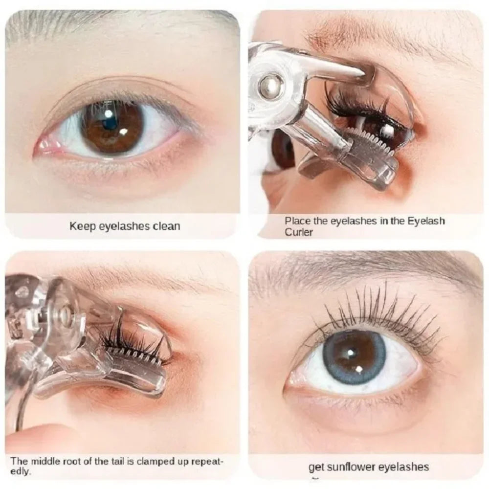 Dual Type Eyelash Curler With Comb Wide Partial Clip Long-Lasting